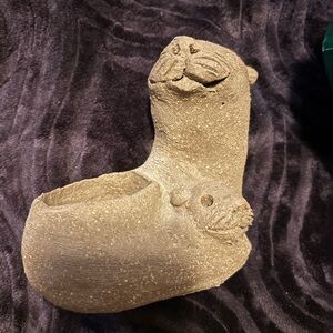 Margaret Hudson Stone Otter/seal and baby Planter